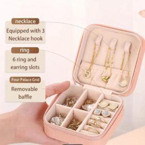 Jewelry Organizer Display Travel,Portable Leather jewelry case Boxes-(Pink) - Image 6